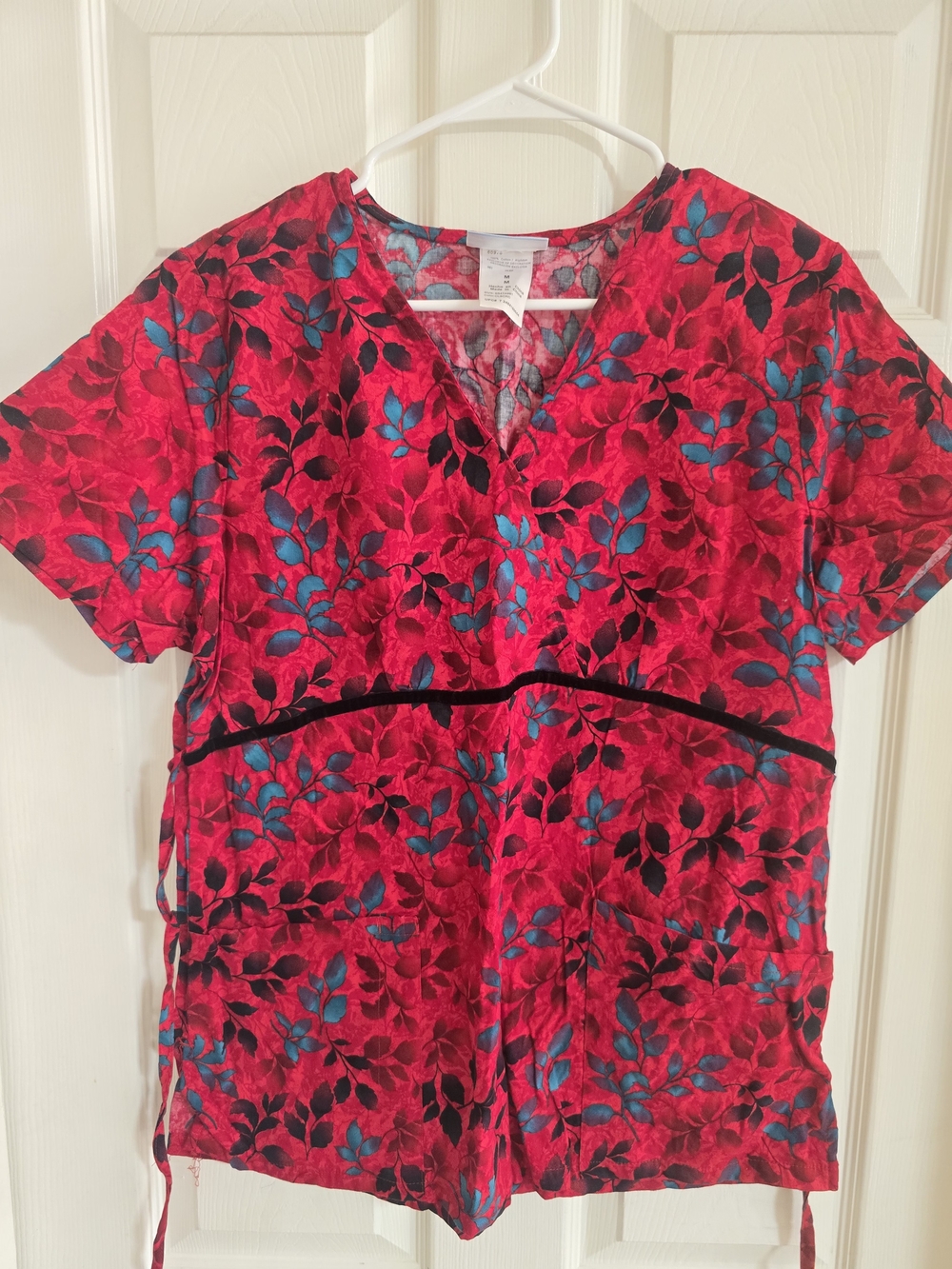 Women’s Red Floral V-Neck Scrubs